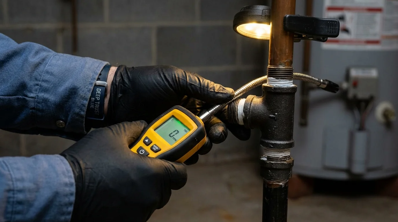 Gas leak detection with electronic sniffer by Johns Plumbing LLC in Waterbury